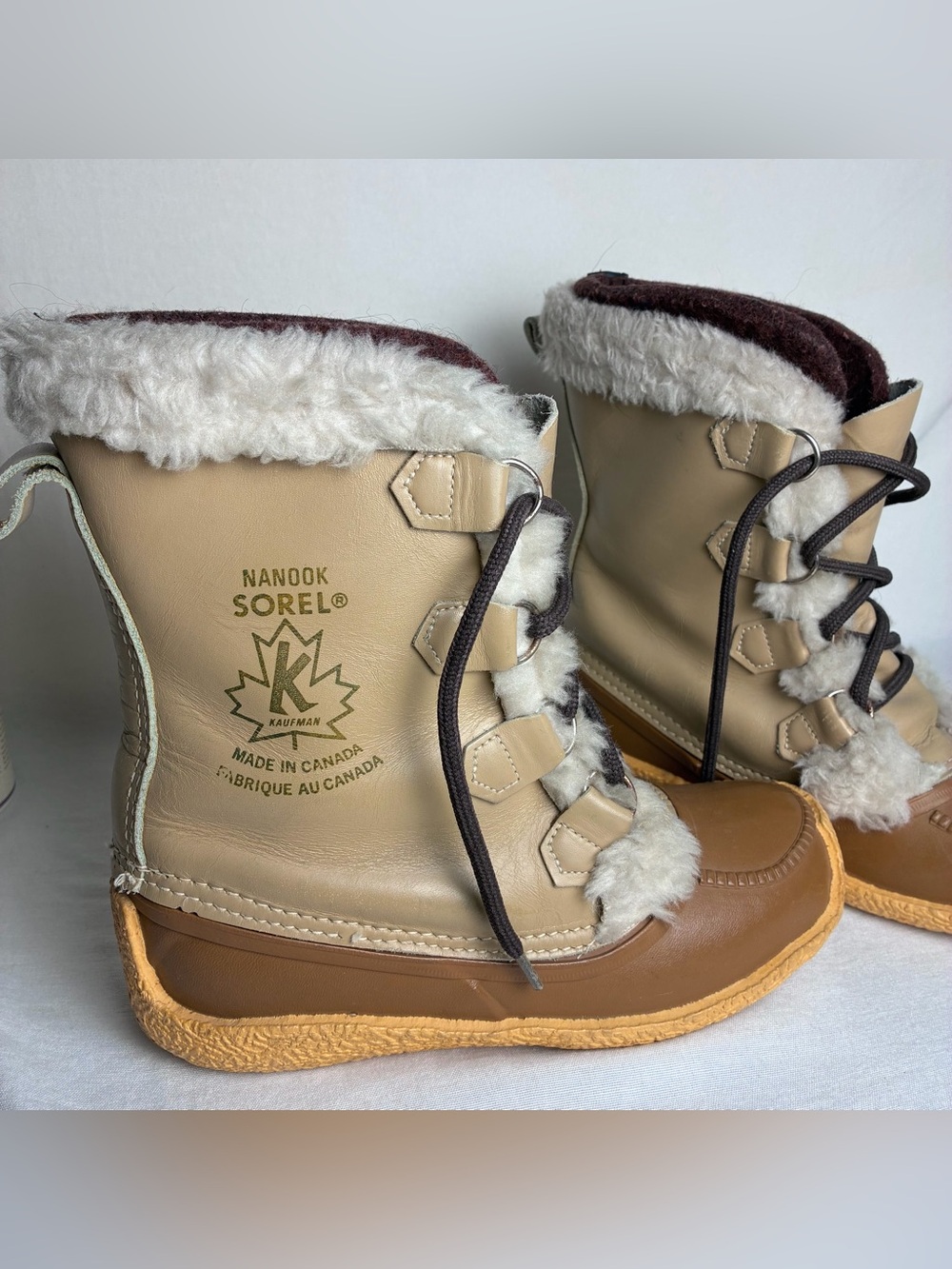 Vintage Sorel Nanook Kaufman Boots Leather Shearling Winter Duck Boots Womens 8